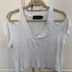 MINIPINK White Shoulder Cut Out Shirt